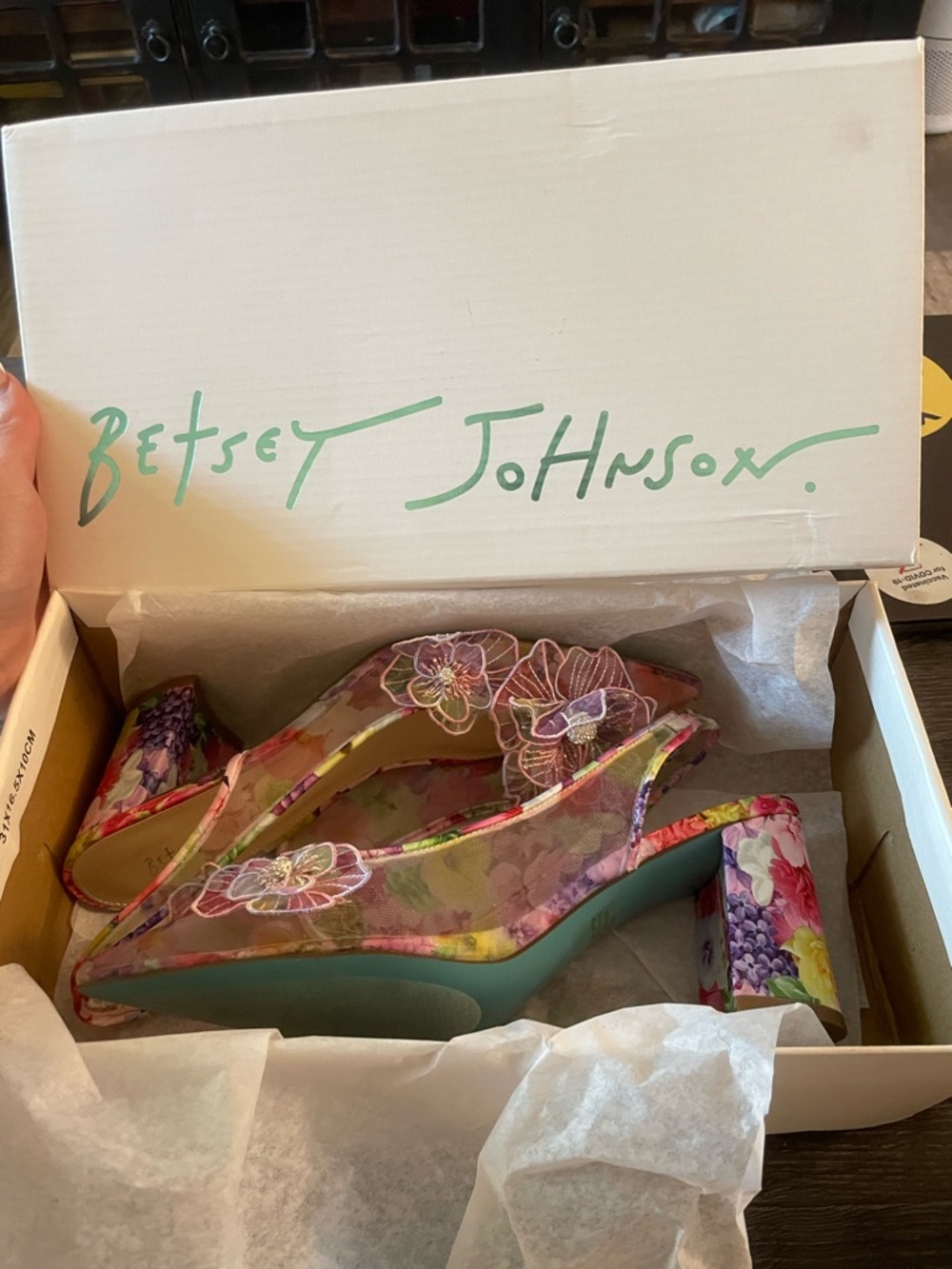Betsey Johnson Avi Pump Floral Print Embellished Slingback Heels - Picture 7 of 7
